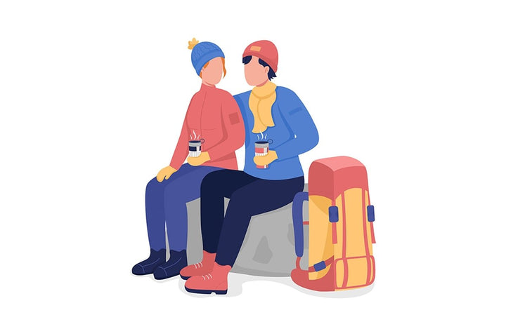 Hiking person color vector character set