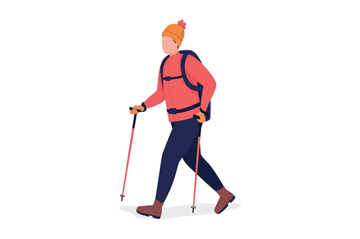 Hiking person color vector character set