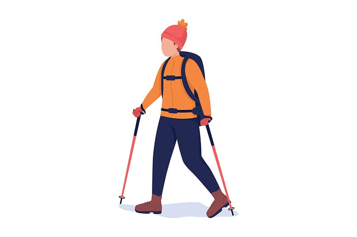 Hiking person color vector character set