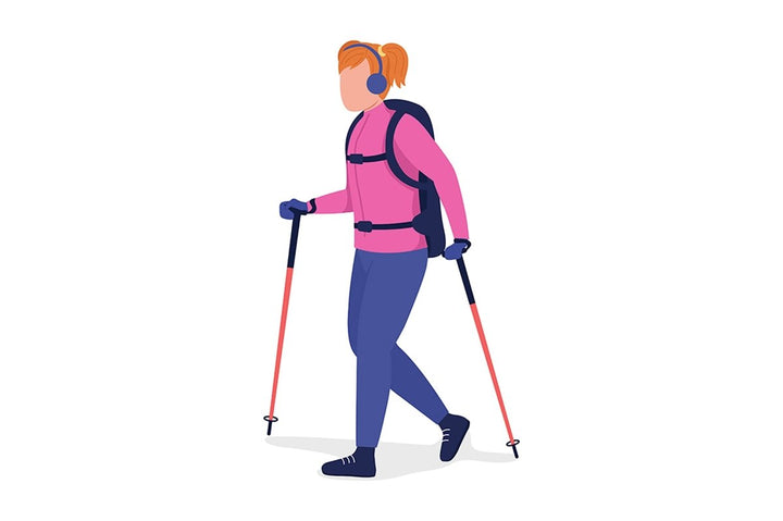 Hiking person color vector character set