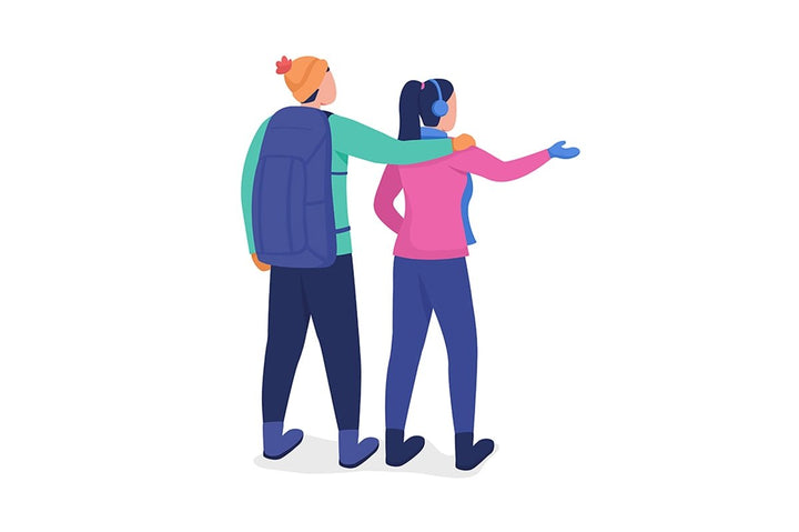 Hiking person color vector character set
