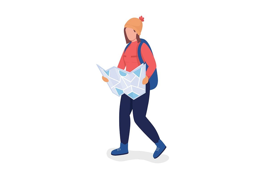 Hiking person color vector character set