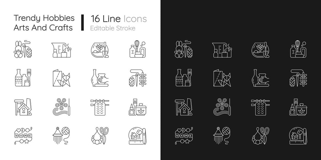 Hobbies and entertainment icons bundle