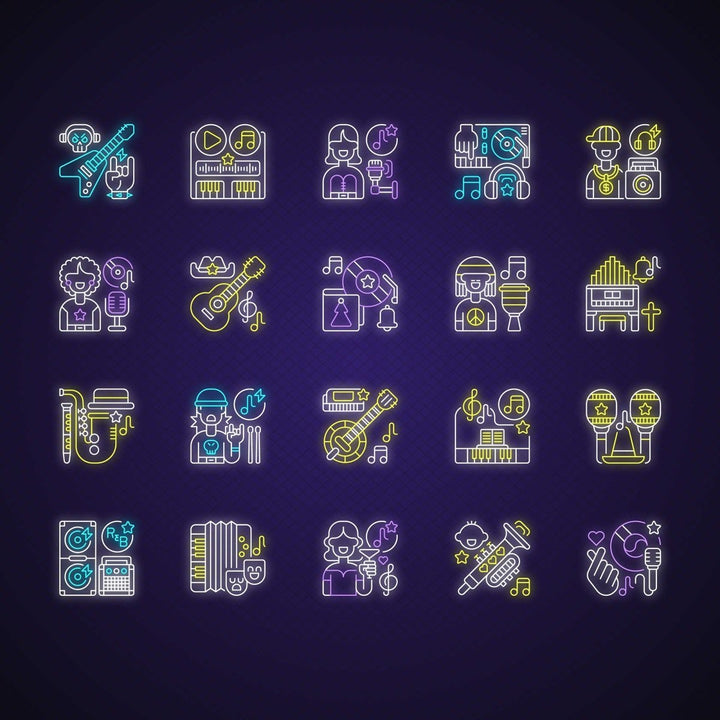 Hobbies and entertainment icons bundle
