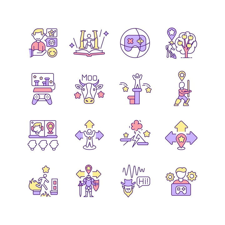 Hobbies and entertainment icons bundle