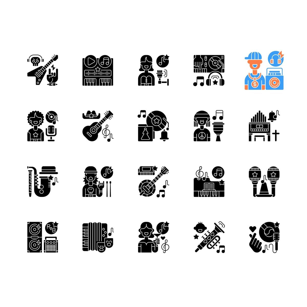 Hobbies and entertainment icons bundle