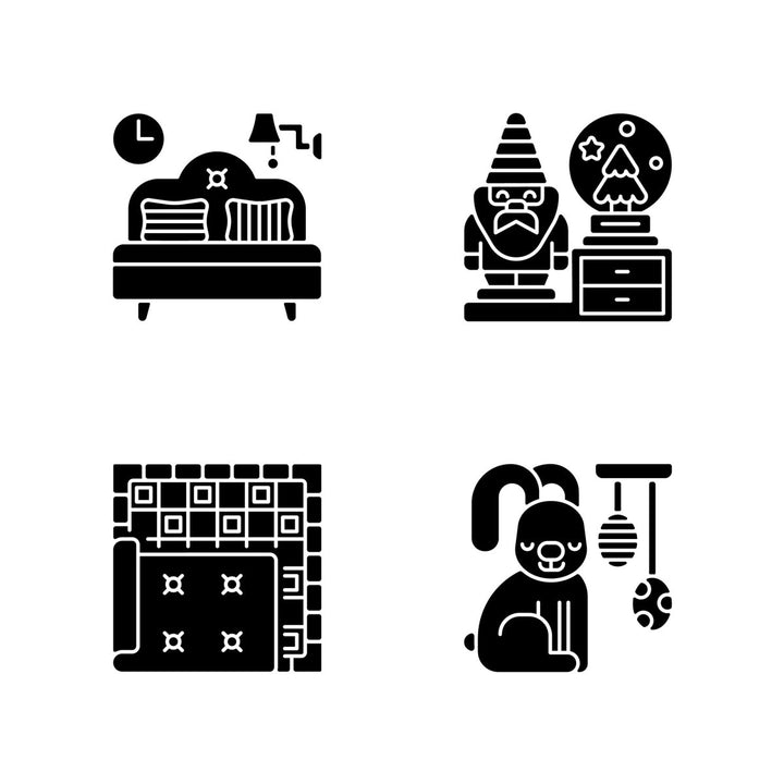 Home and living black glyph icons set on white space