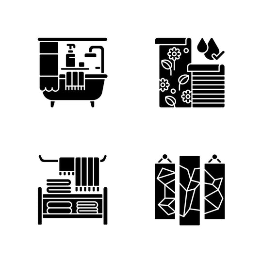 Home and living black glyph icons set on white space