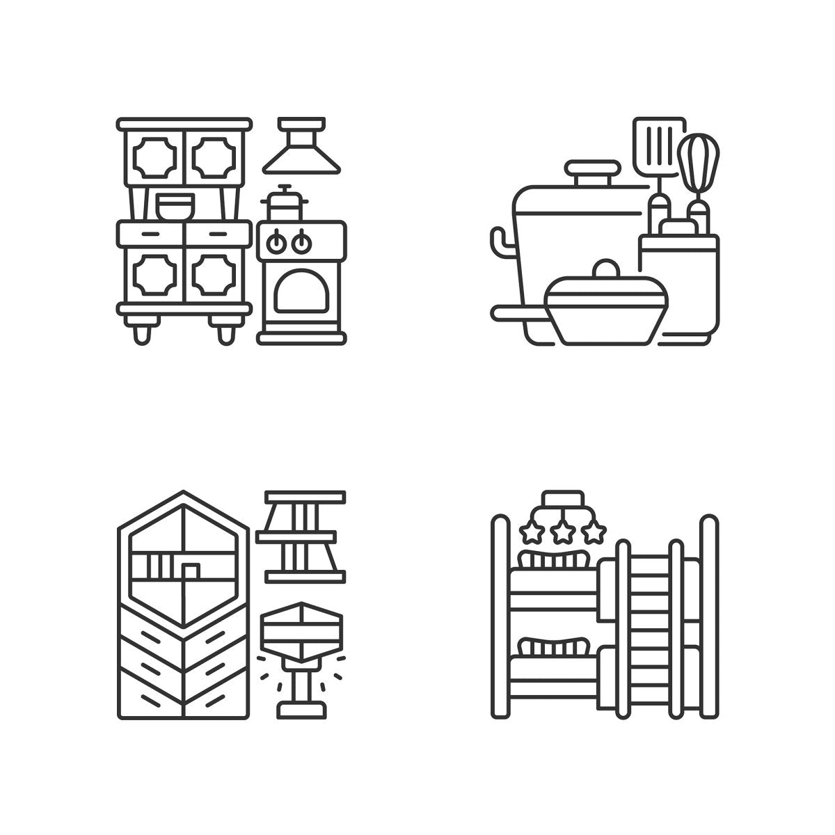 Home and living linear icons set