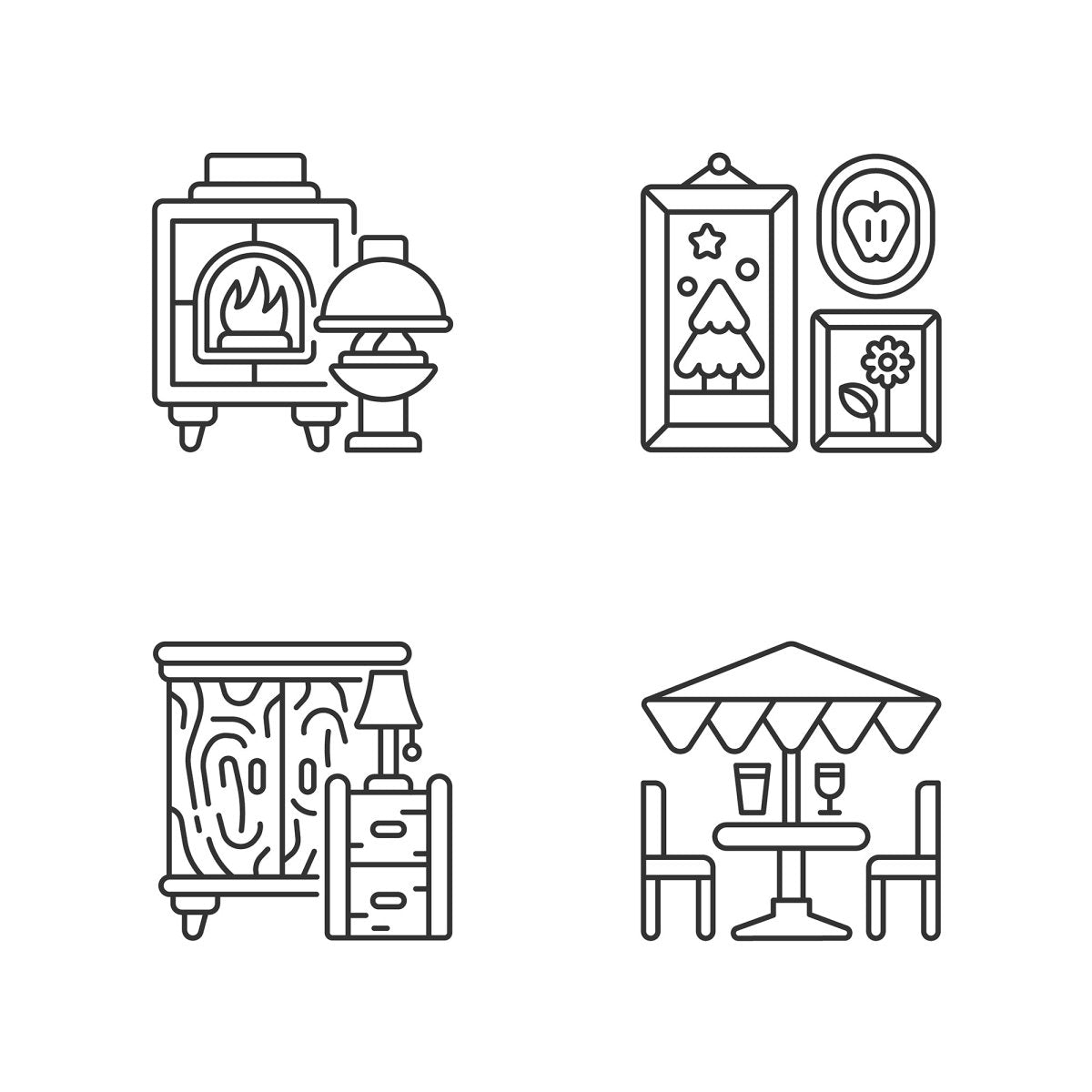 Home and living linear icons set