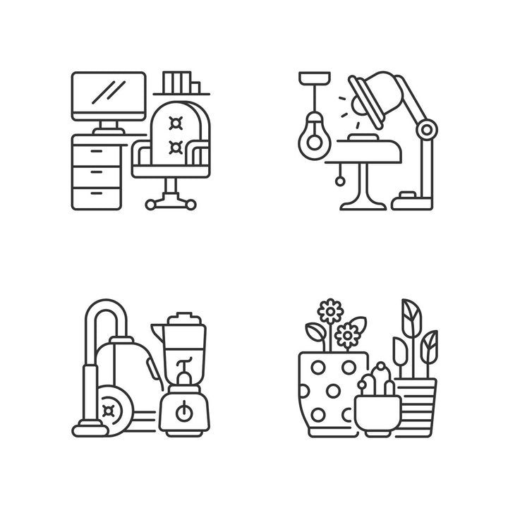 Home and living linear icons set