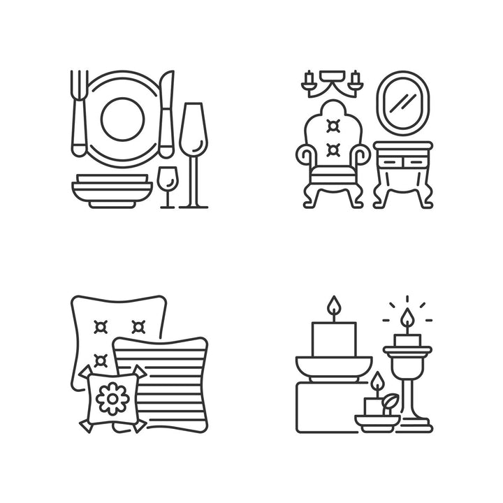 Home and living linear icons set