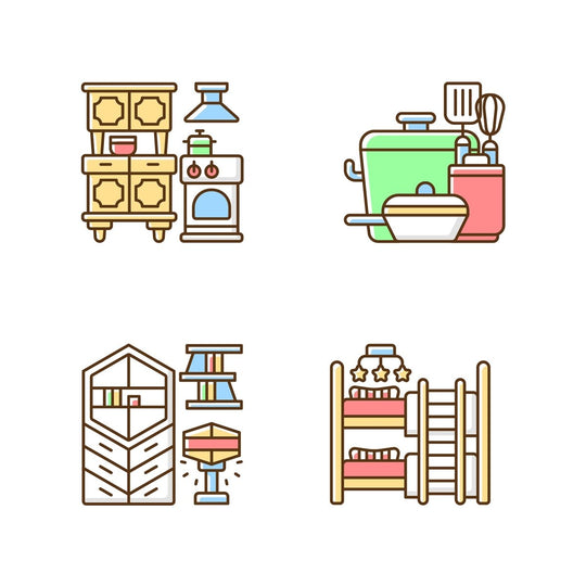 Home and living RGB color icons set