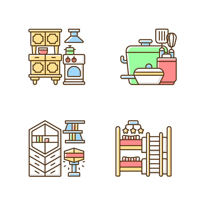 Home and living RGB color icons set