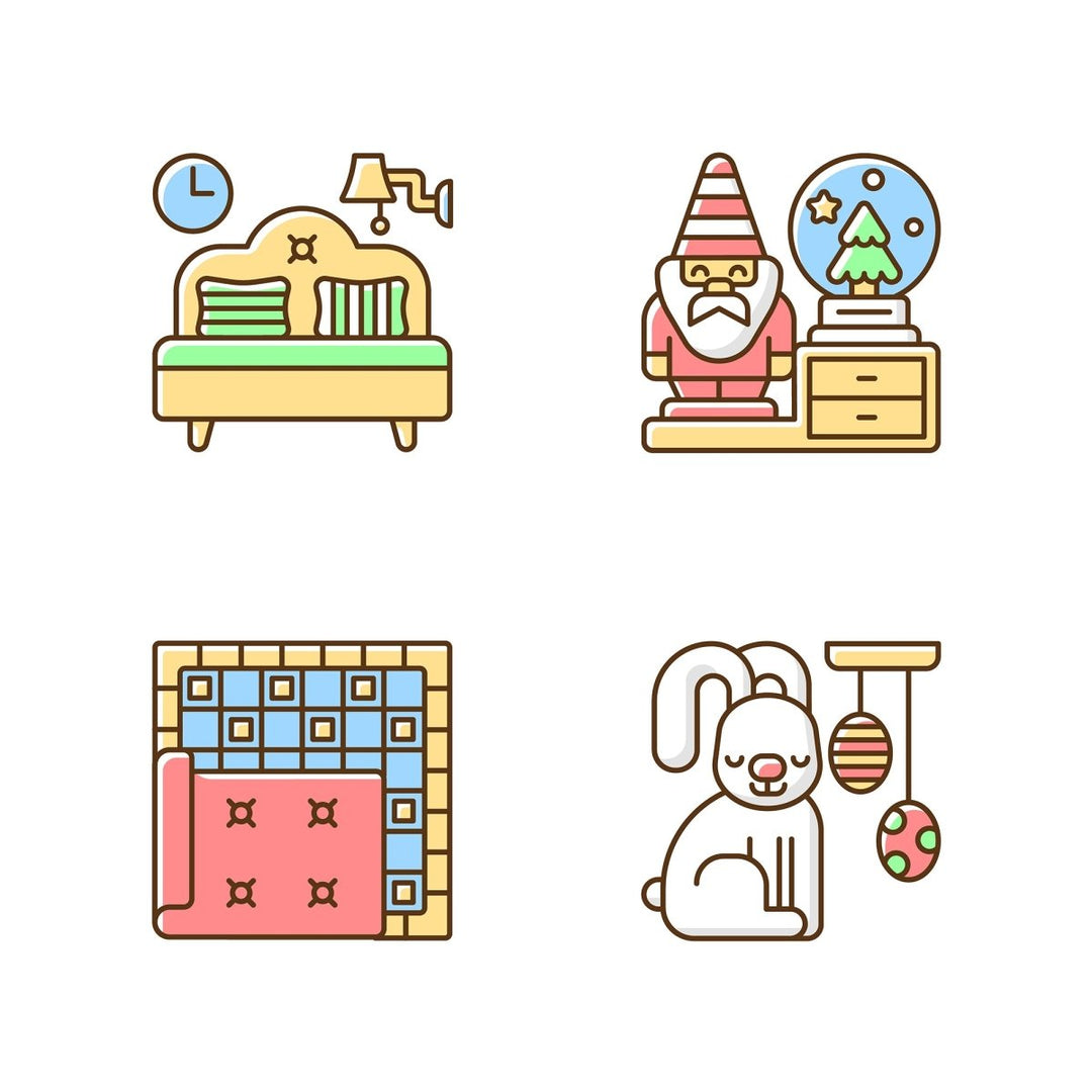 Home and living RGB color icons set