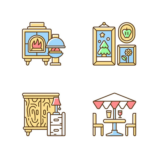 Home and living RGB color icons set