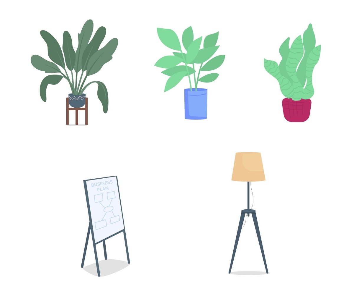 Home interior elements vector illustration set