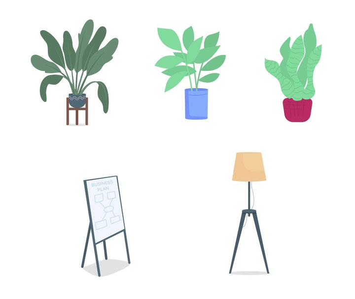 Home interior elements vector illustration set