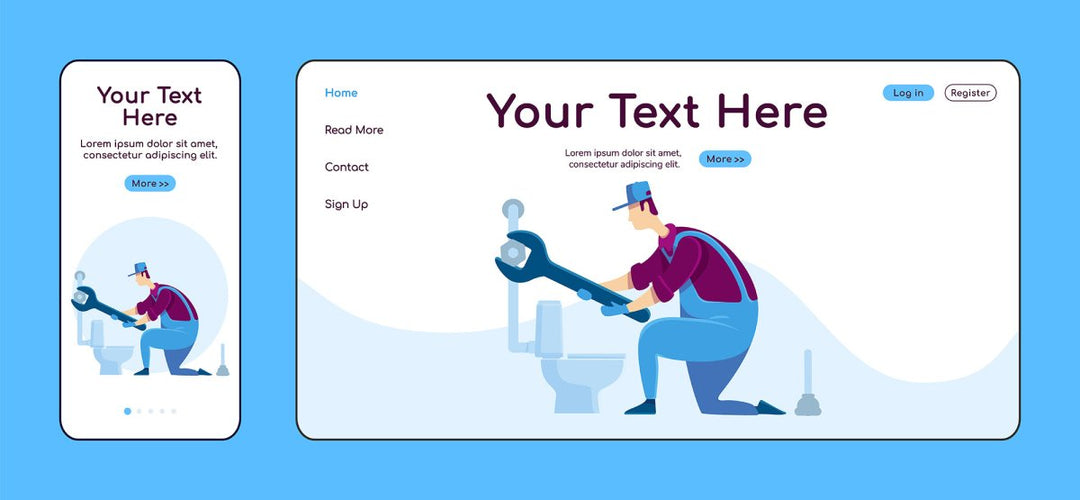 Home repair landing page flat color vector template bundle