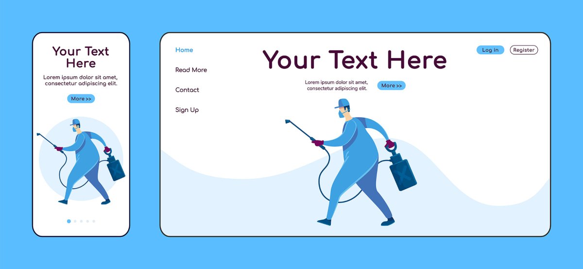 Home repair landing page flat color vector template bundle