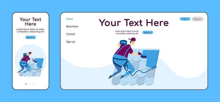 Home repair landing page flat color vector template bundle