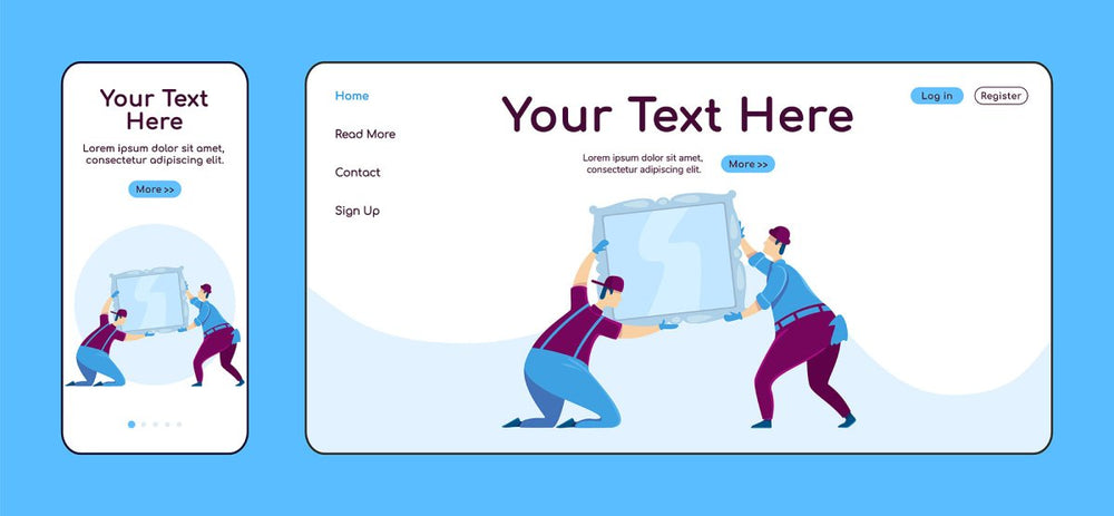 Home repair landing page flat color vector template bundle