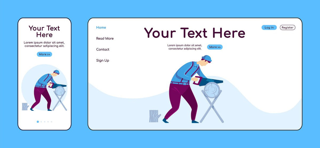 Home repair landing page flat color vector template bundle