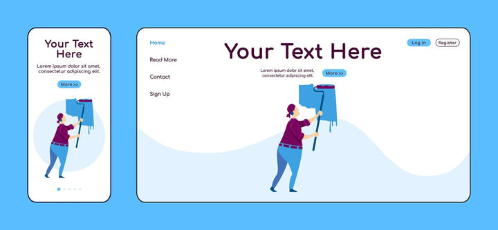 Home repair landing page flat color vector template bundle