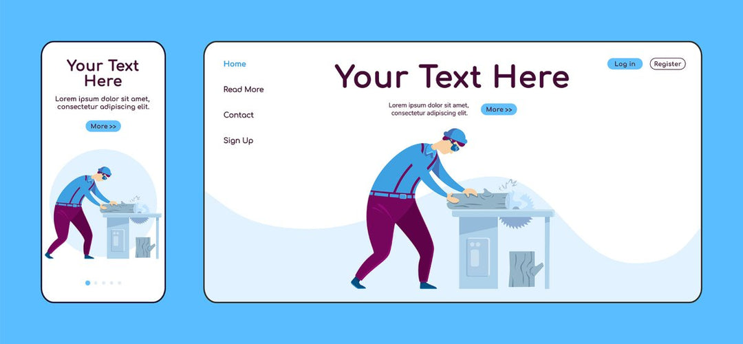 Home repair landing page flat color vector template bundle