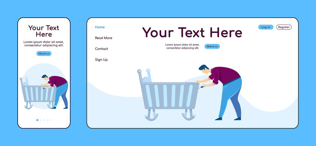 Home repair landing page flat color vector template bundle