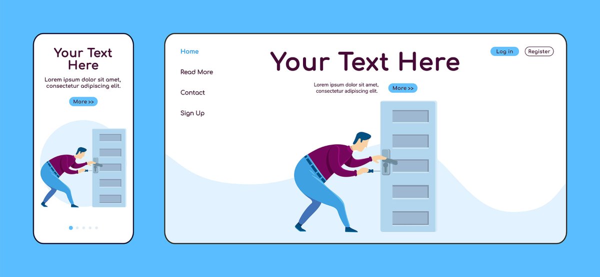 Home repair landing page flat color vector template bundle