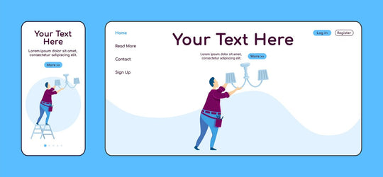 Home repair landing page flat color vector template bundle