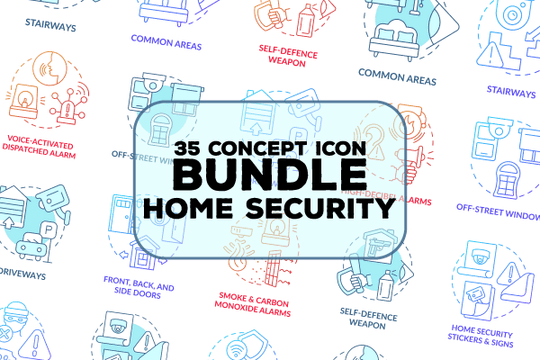 Home security concept icons bundle