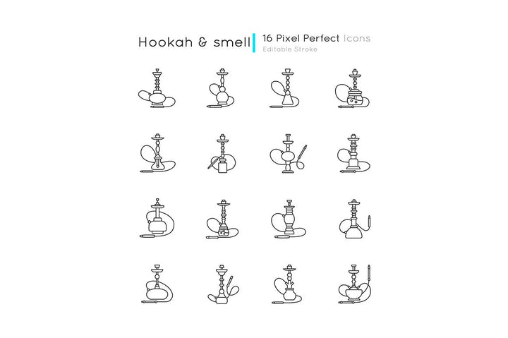 Hookah pixel perfect linear icons set