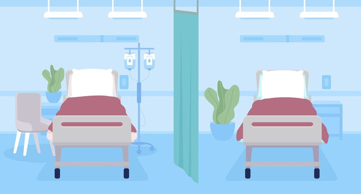 Hospital cabinets and wards vector illustrations set