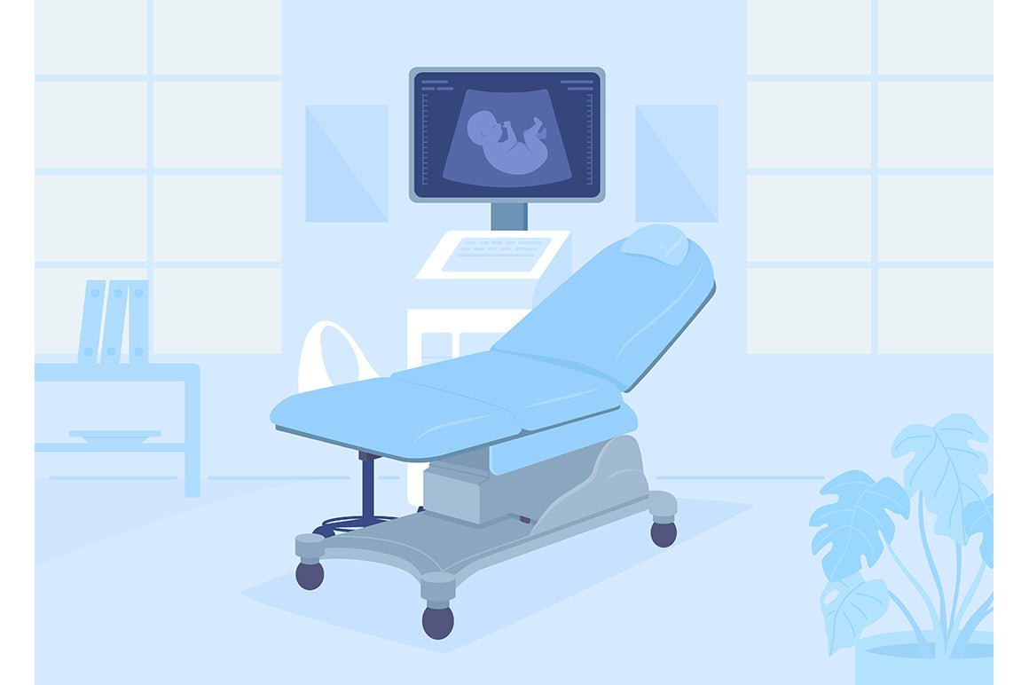 Hospital cabinets and wards vector illustrations set