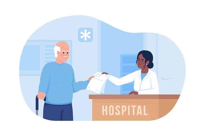 Hospital cabinets and wards vector illustrations set