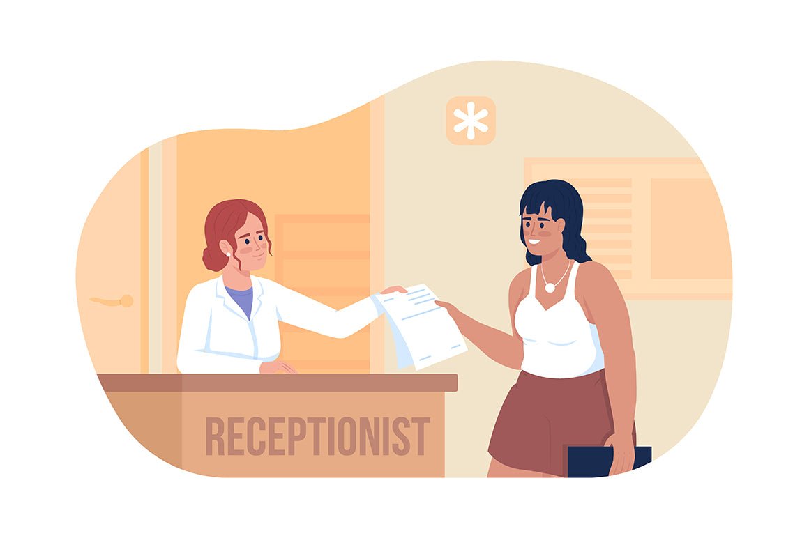 Hospital cabinets and wards vector illustrations set
