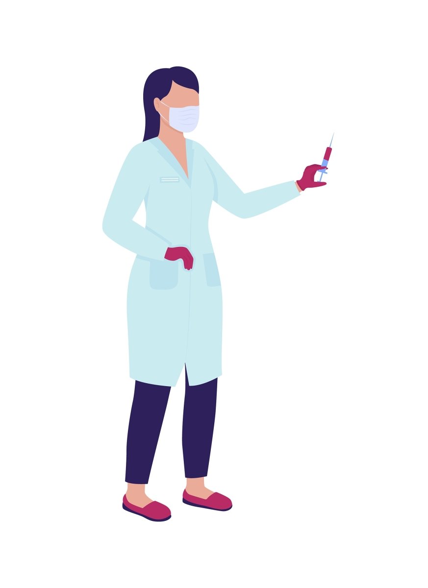 Hospital patients and workers flat color vector faceless character set