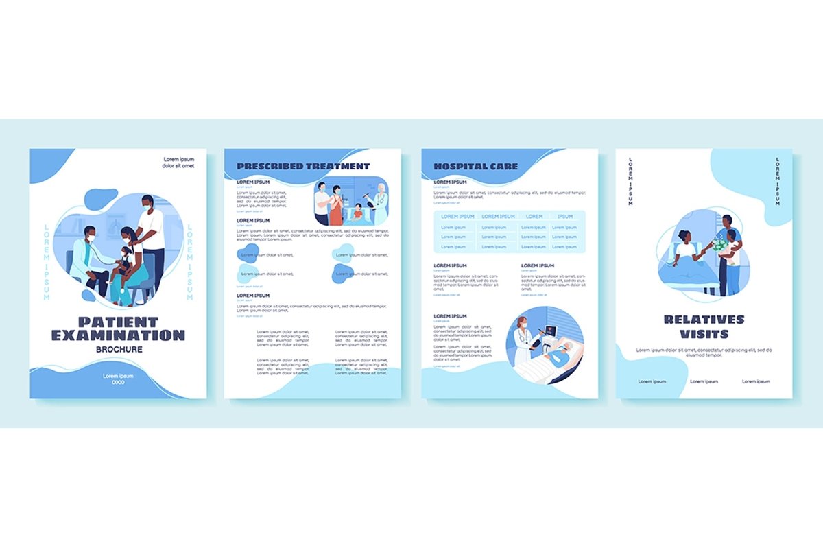 Hospital treatment flat vector templates bundle