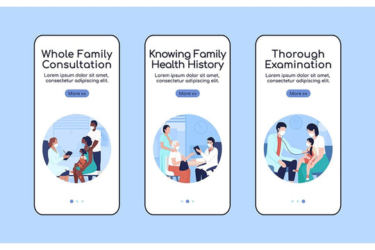 Hospital treatment onboarding mobile app screen flat vector templates