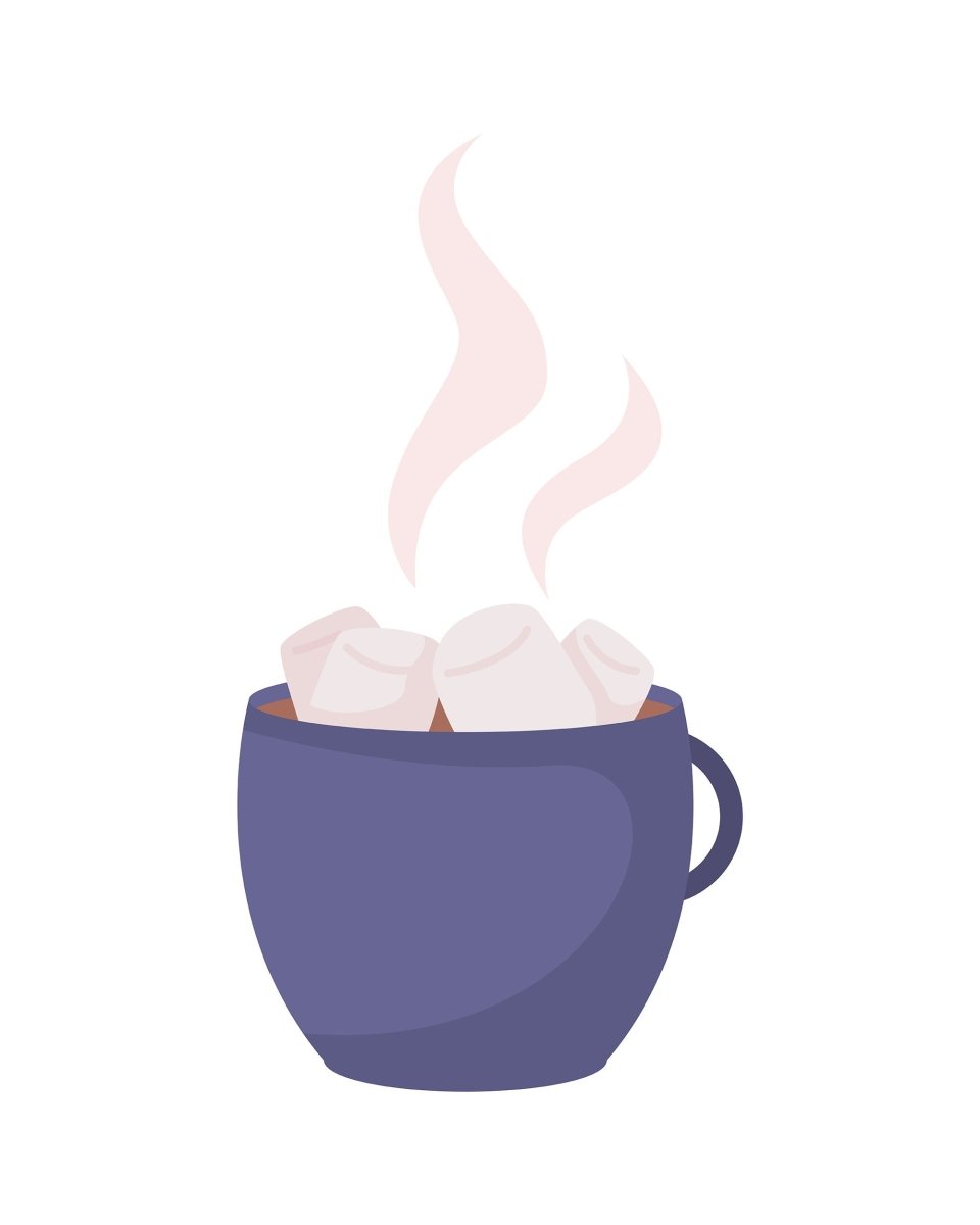 Hot cocoa with marshmallows semi flat color vector object