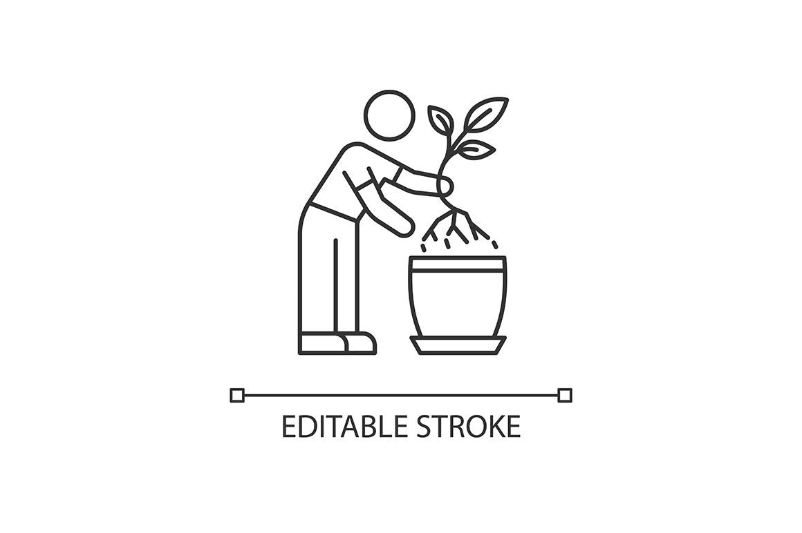 Houseplant care pixel perfect linear icons set