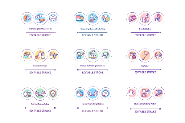 Human Trafficking Awareness Icons Bundle