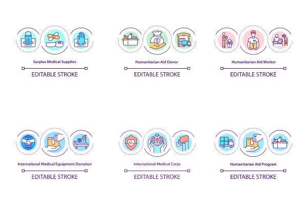 Humanitarian Aid Program Icons Bundle