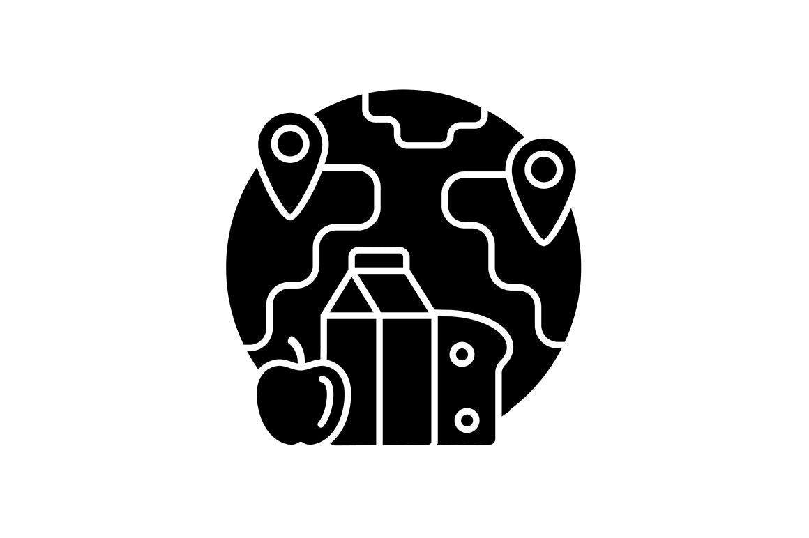 Hunger and food security black glyph icons set on white space