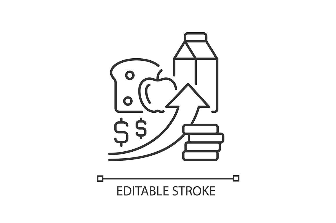 Hunger and food security linear icons set for dark and light mode