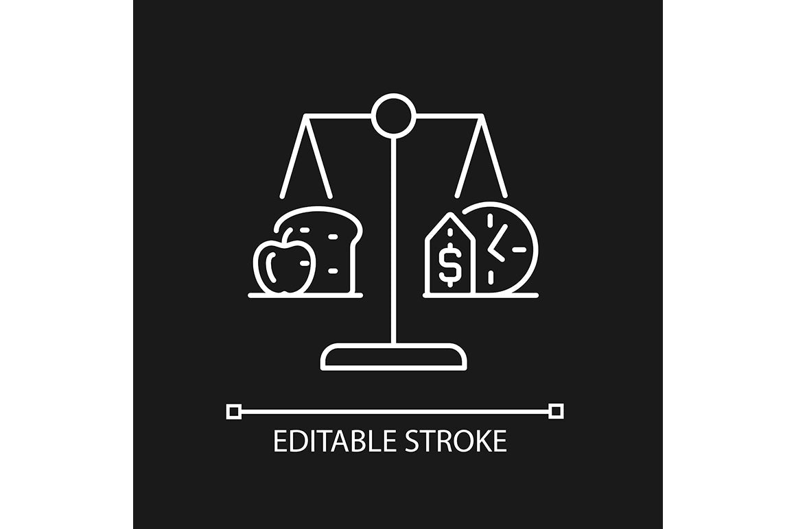 Hunger and food security linear icons set for dark and light mode