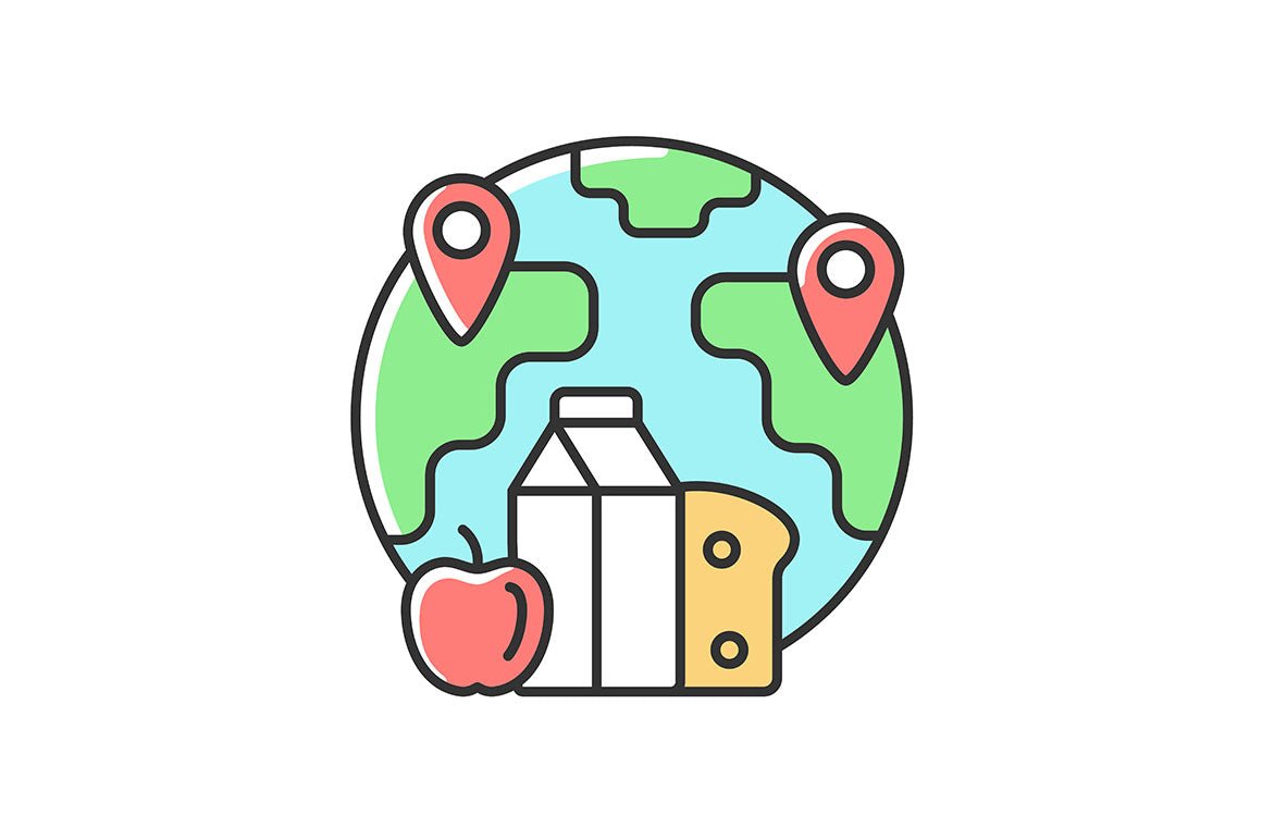 Hunger and food security RGB color icons set