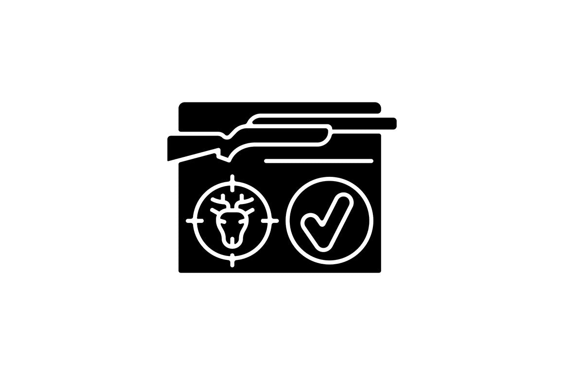 Hunting black glyph icons set on white space
